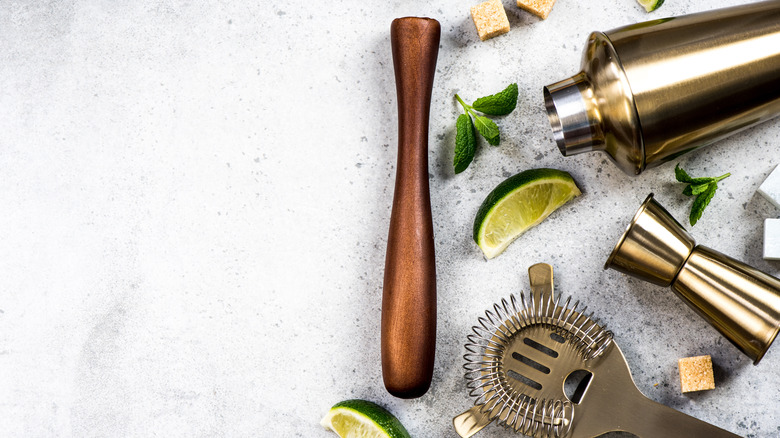 Wooden muddler and bartending tools