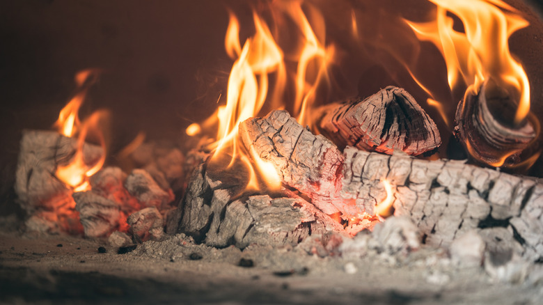 Wood fire in barbecue