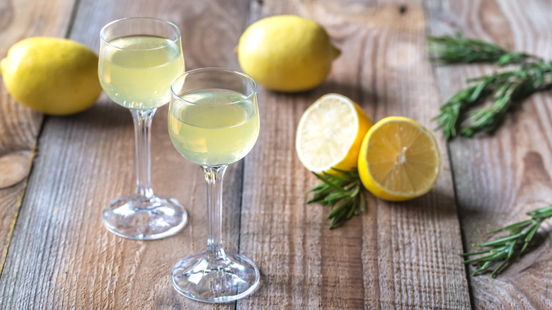 limoncello in cordial glasses