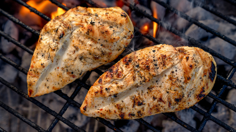 chicken breasts on grill