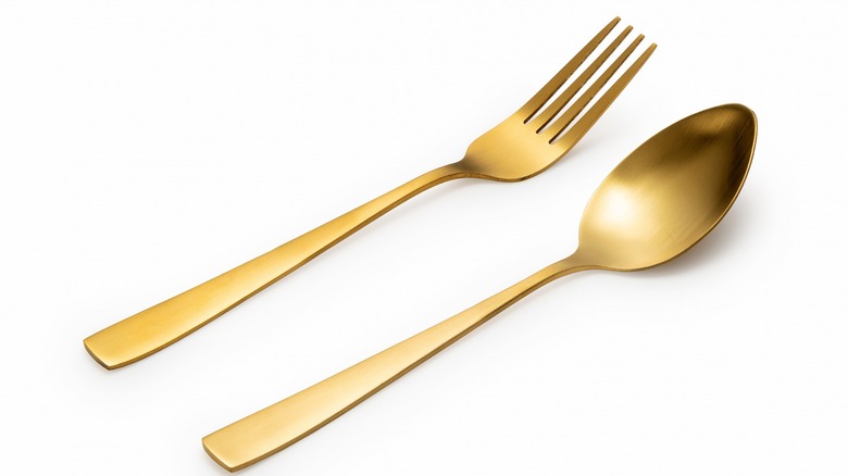 spoon and fork on a white background