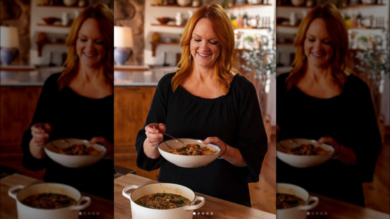 Ree Drummond holding bowl of soup