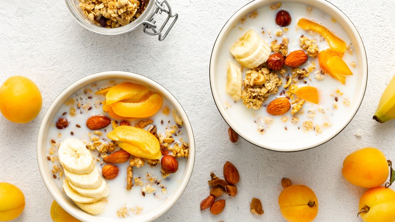 healthy breakfast cereal with fruit