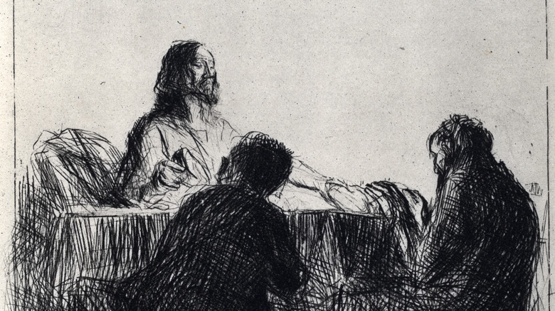 Etching of Christ breaking bread