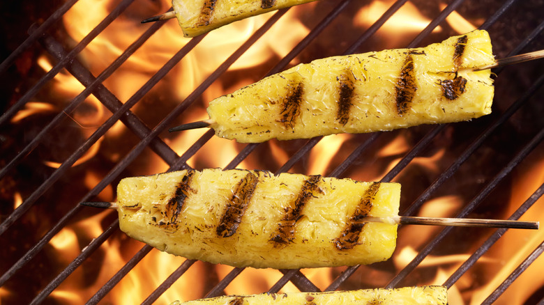 Grilled pinapple on a stick