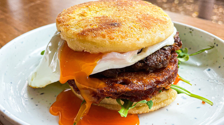 breakfast sandwich with Beyond Sausage