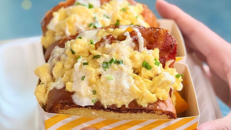 korean-style breakfast sandwich with eggs