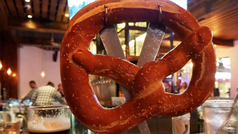 hanging pretzel and beer