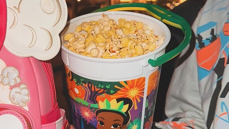 Popcorn in popcorn bucket