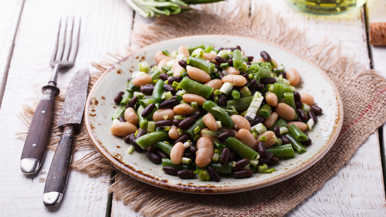 Three bean salad on plate