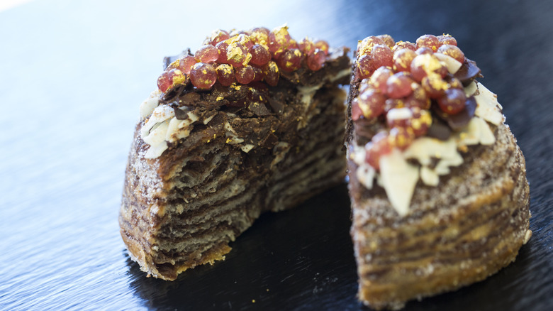 cronut embellished with gold leaf