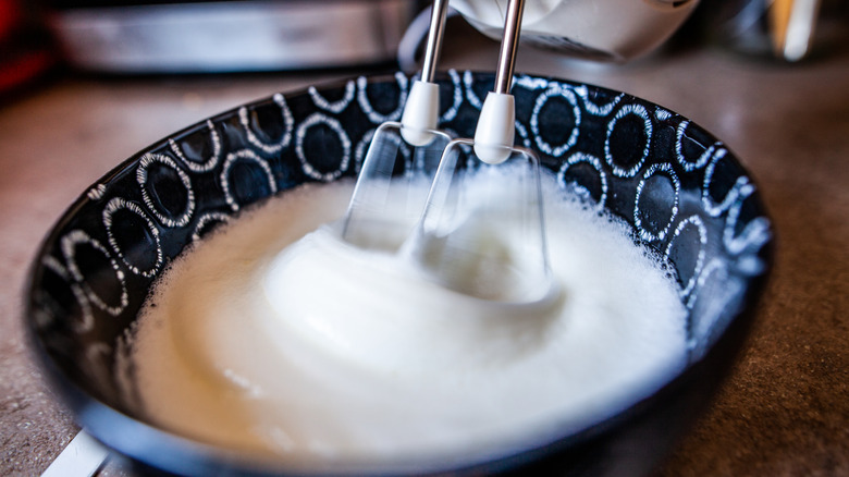 egg whites beaten with electric mixer