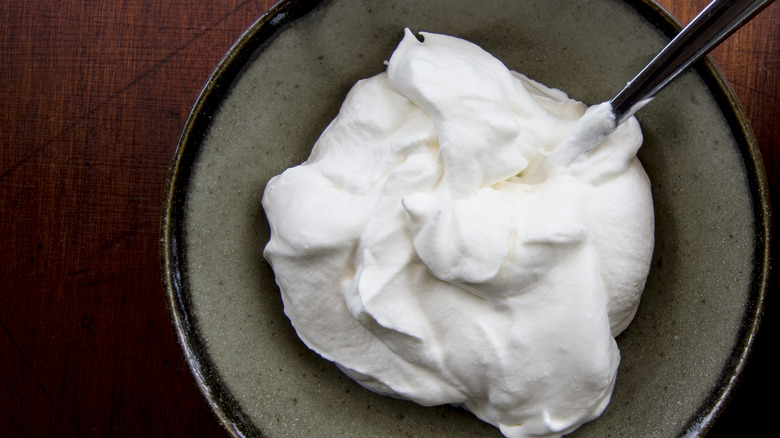 whipped cream in a bowl