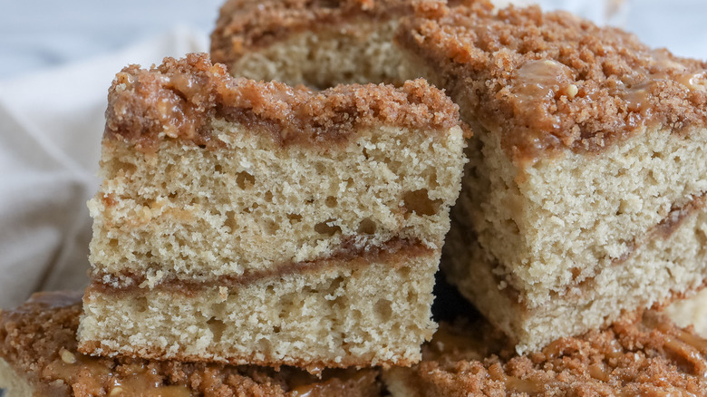 coffee cake squares on plate