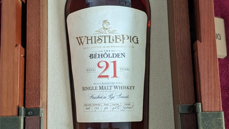 WhistlePig Beholden 21 label