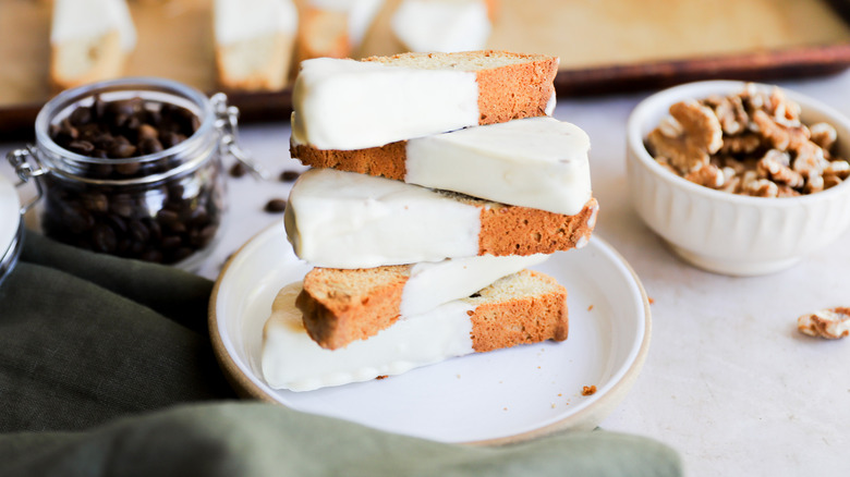 Plate of walnut biscotti