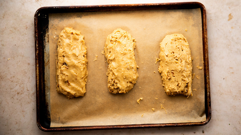 Dough shaped into logs