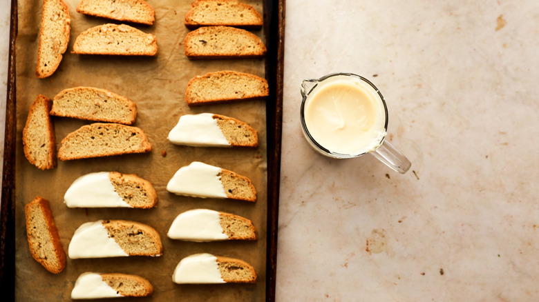 Dipped cookies in white chocolate