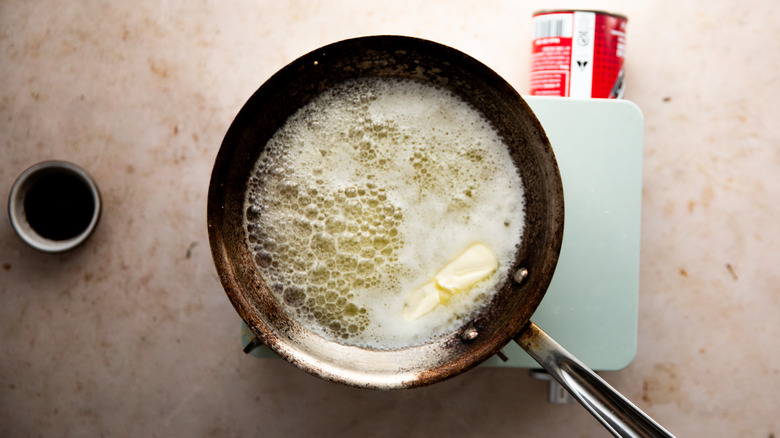 Butter melting in saucepan