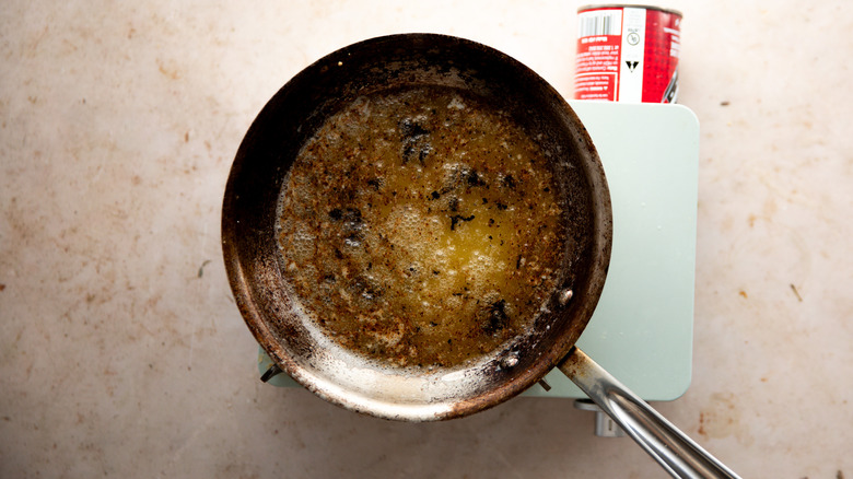 Espresso mixing into melted butter