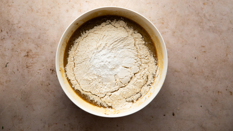 Dry ingredients added to bowl