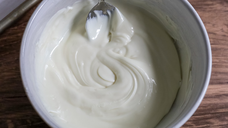 white chocolate melted in a bowl