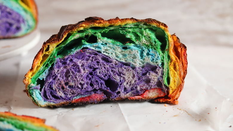 white chocolate rainbow sourdough