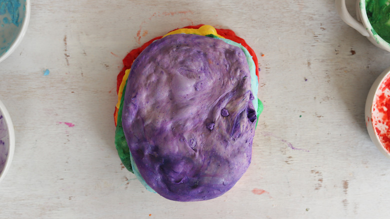 stacked rainbow dough