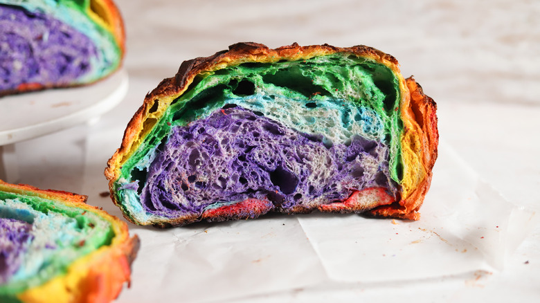 white chocolate rainbow sourdough