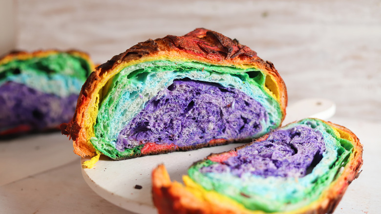 white chocolate rainbow sourdough