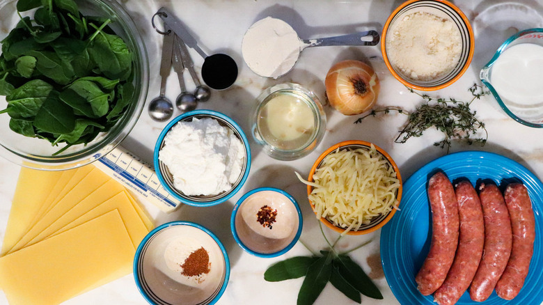 lasagna ingredients on counter