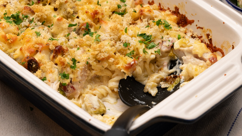 chicken brussels sprout pasta bake