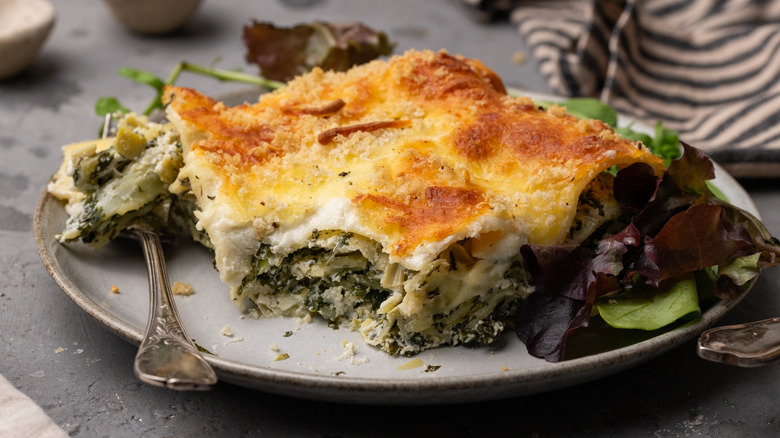 white spinach and artichoke lasagna