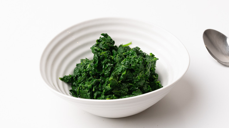 chopped spinach in a bowl