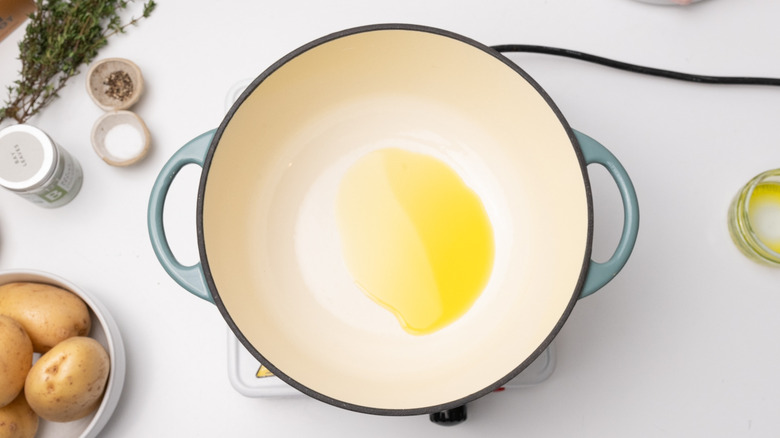 Oil in Dutch oven