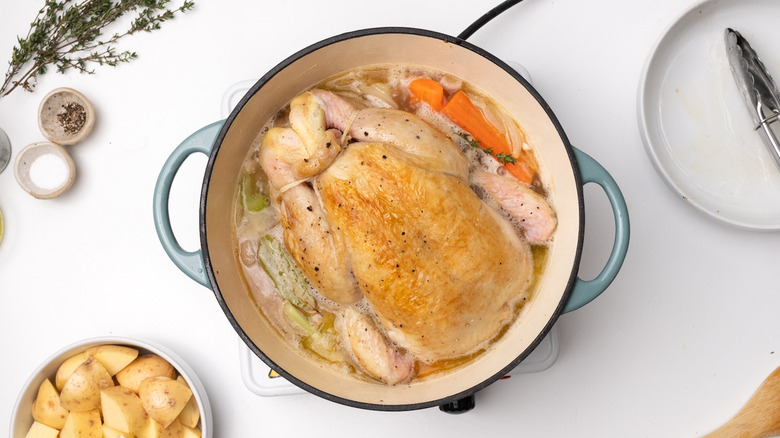 Chicken pot roast in Dutch oven
