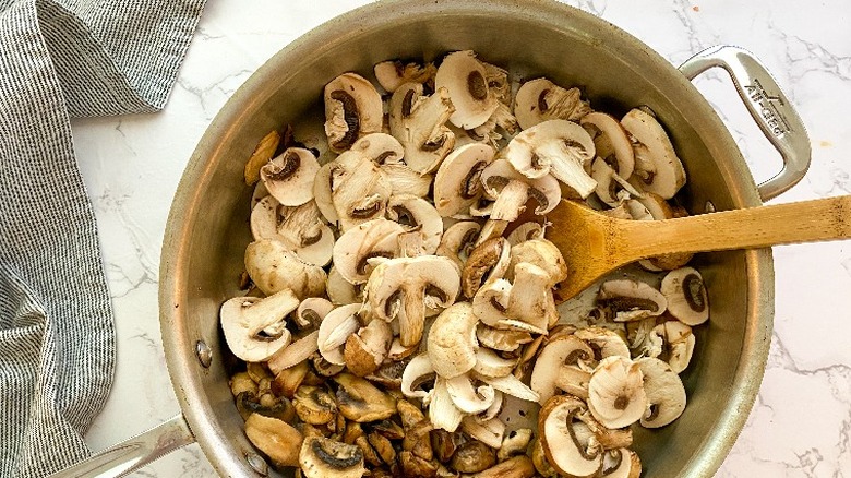 mushrooms in pan