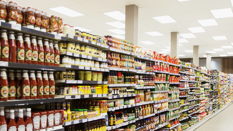 Grocery aisle with condiments