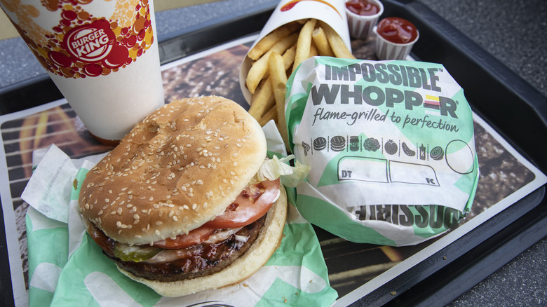 Impossible Whopper on tray