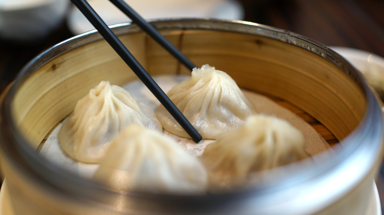 fresh steamed Chinese dumplings