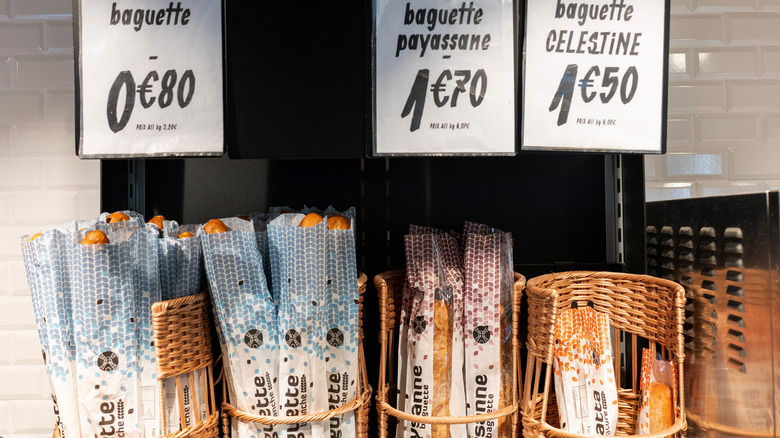 baguettes with prices at store