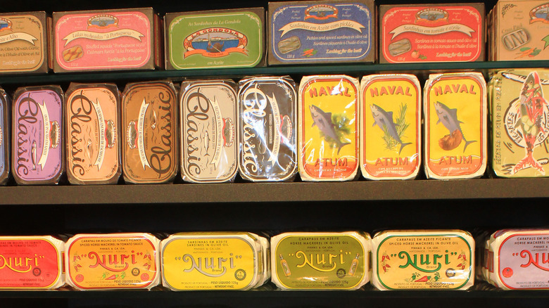 canned seafood on shelf