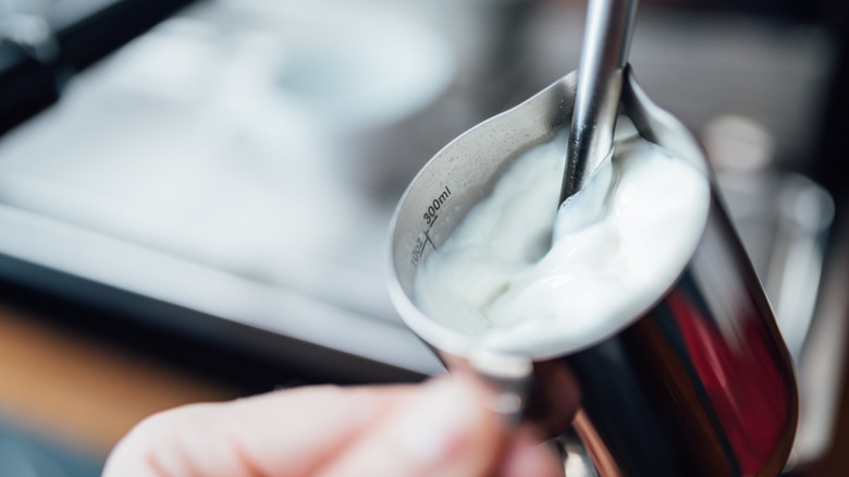 steam wand making frothy milk