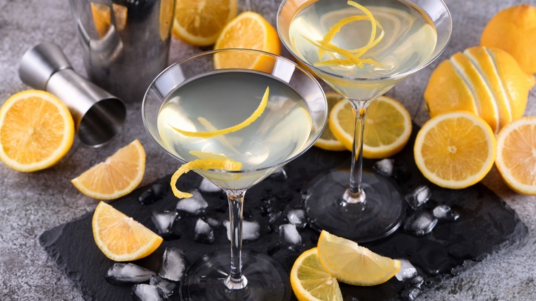 Lemon drop martini with lemon twist