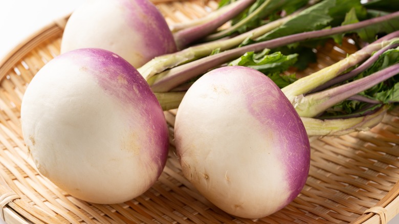 Turnips on a wicker background 