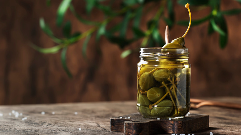 Jar of caper berries