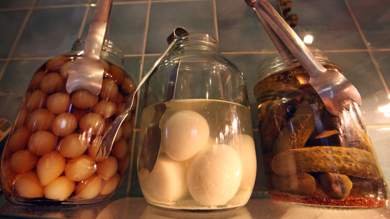 pickled eggs in a jar