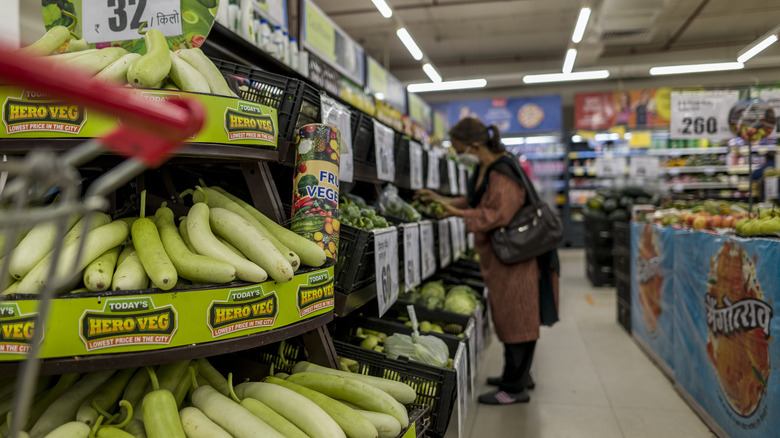 shopper inside Asian grocery store