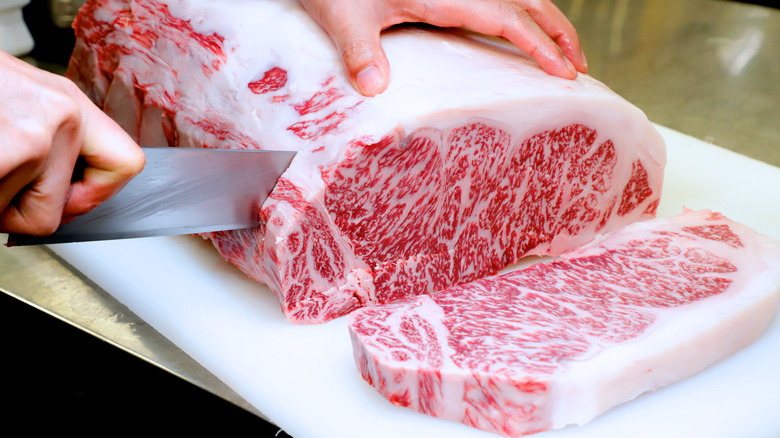 marbled wagyu steak