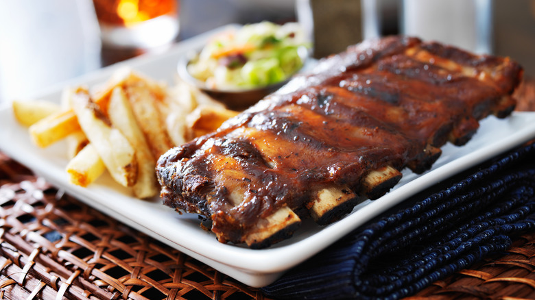 ribs and French fries plate